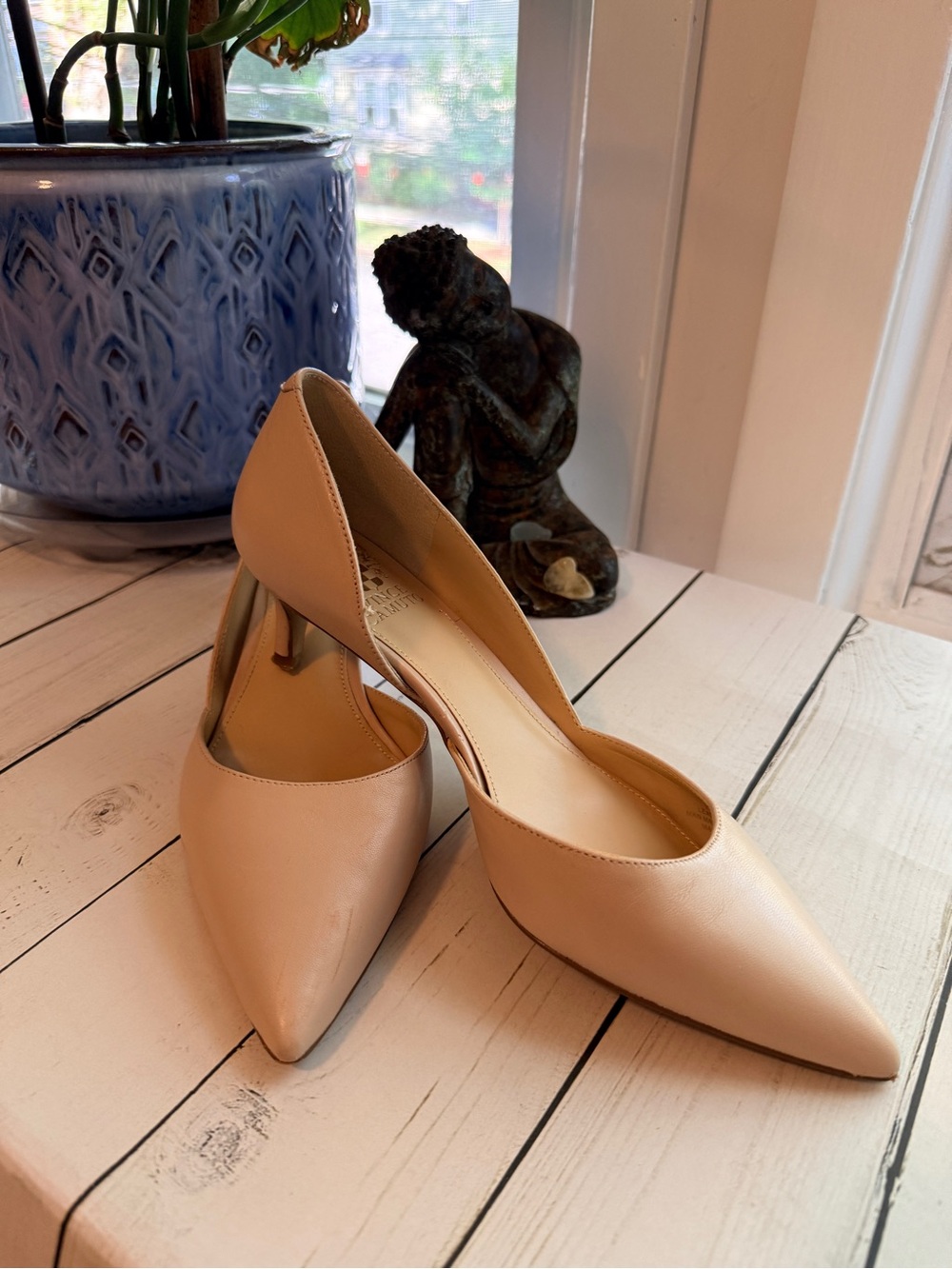 Vince Camuto | Nude Pointed-Toe Kitten Heel Pumps